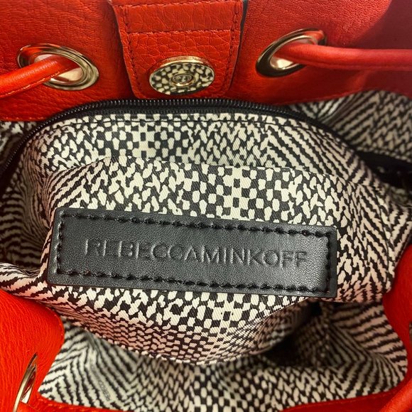 Rebecca Minkoff Red Leather Bucket Bag with Chain Strap - Picture 7 of 9